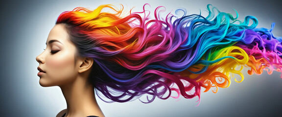 Fototapeta na wymiar Portrait of a girl with colorful hair