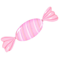 Illustration of a candy in pink packaging