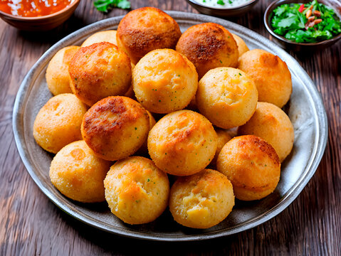 Bolas de ptatas rellenas fritas