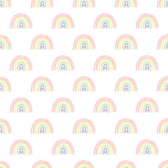 Seamless pattern with rainbow doodle for decorative print, wrapping paper, greeting cards, wallpaper and fabric