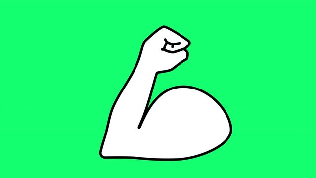 Flexed biceps animated, isolated on transparent background with alpha channel.