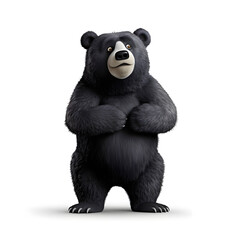 view of 3d realistic cartoon character of wild black bear 