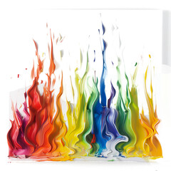 colorful paint looks like burning flames, transparent background, PNG file