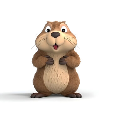 Photo of cute realistic 3d cartoon of Beaver 