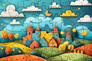 Illustration of a children's game puzzle