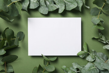 Leaf with leaves on a green background.