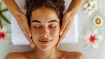 Obraz na płótnie Canvas Woman undergoing facial treatments at spa 