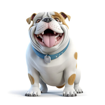 photo of realistic 3d cartoon character of bulldog