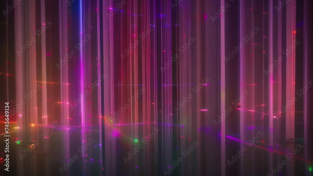 Poster Abstract futuristic background featuring intersecting lines and sparkling stars, Futuristic display of holographic interface with lines of code, AI Generated