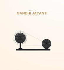 Obraz premium Happy Gandhi Jayanti.Gandhi's eyeglasses with the Indian flag. 3D Illustration