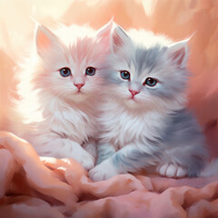Fototapeta premium Two kittens. Digital art.