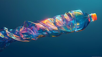 Vibrant Swirled Blue and Pink Bottle in 3D