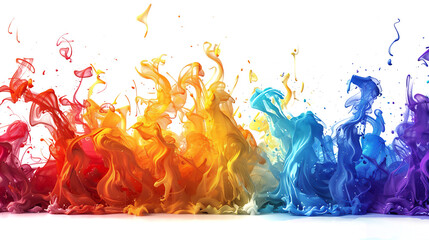 fire with burning colorful colors, transparent background, PNG file