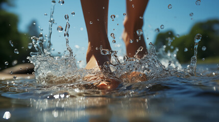 Splash and Stomp: Active Summer Feet in Water