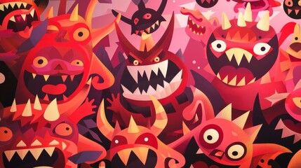 Adorable angles of mischief cute devils in geometric hell