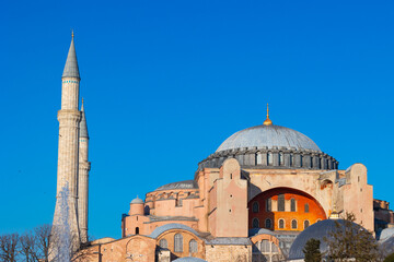 Fototapeta na wymiar Ramadan or islamic concept photo. Hagia Sophia or Ayasofya with clear sky
