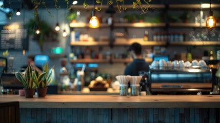 Naklejka na ściany i meble modern coffee shop featuring coffee maker machines and barista equipment
