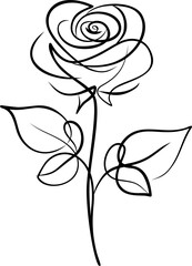 A single rose in contrasting elegance, blooming on both black and white backgrounds, transparency background, png, logo design