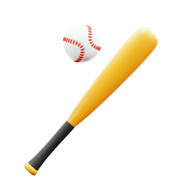 3dBaseball Bat and Ball. Sport and Game competition concept. 3d Render Cartoon Style