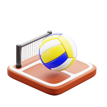 Volleyball 3d. Realistic 3d object Render. 3D Cartoon Style