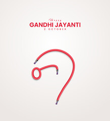 Happy Gandhi Jayanti.Gandhi's eyeglasses with the Indian flag. 3D Illustration