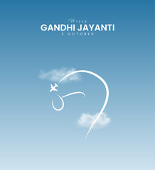Happy Gandhi Jayanti.Gandhi's eyeglasses with the Indian flag. 3D Illustration