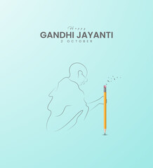 Happy Gandhi Jayanti.Gandhi's eyeglasses with the Indian flag. 3D Illustration