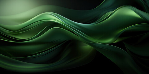Abstract background with green waves- generative AI