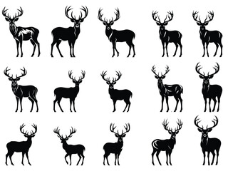 Obraz premium Deer vector silhouette bundle.