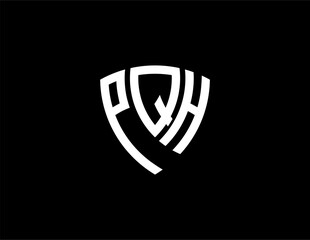 PQH creative letter shield logo design vector icon illustration