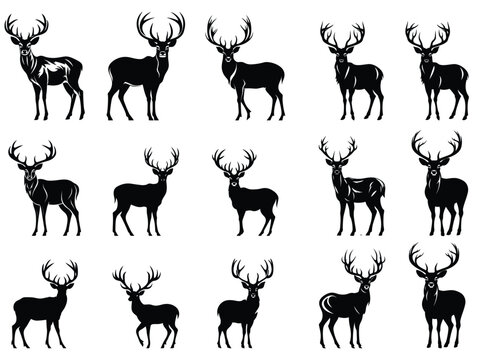 Deer vector silhouette bundle.
