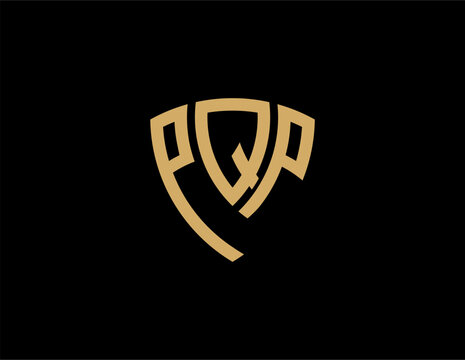 PQP creative letter shield logo design vector icon illustration