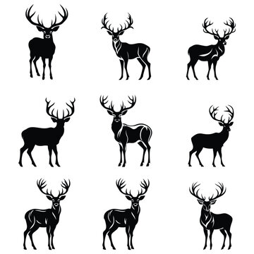 Deer vector silhouette bundle.