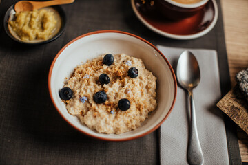 brakfast with oatmeal in elegant mood