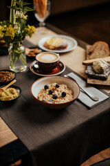 brakfast with oatmeal in elegant mood