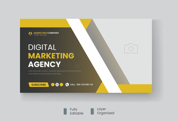 Corporate business and digital marketing youtube thumbnail or web banner template