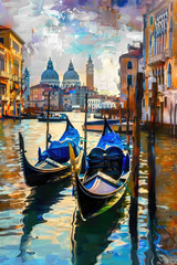 Ethereal Dance: Gondolas of Venice painting - 745653723