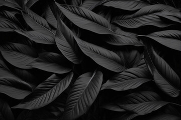 Textures of abstract black leaves for tropical leaf background