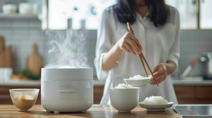 Cook rice in a traditional Japanese rice cooker