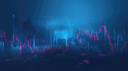 Digital graph interface over dark blue background. Concept of stock market and financial success.