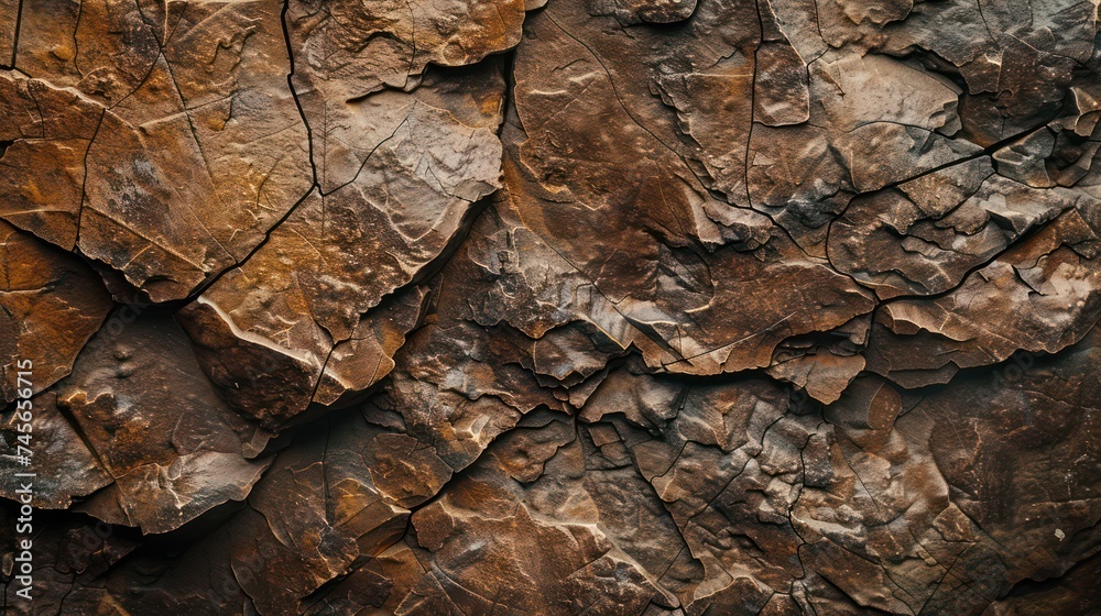 Wall mural dark brown stone with cracks