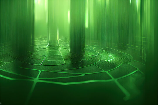Green matrix background. Ai generated.