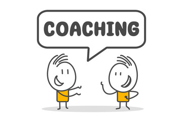 Stick figures. Coaching concept. Isolated on white background. Hand drawn doodle line art cartoon design character.