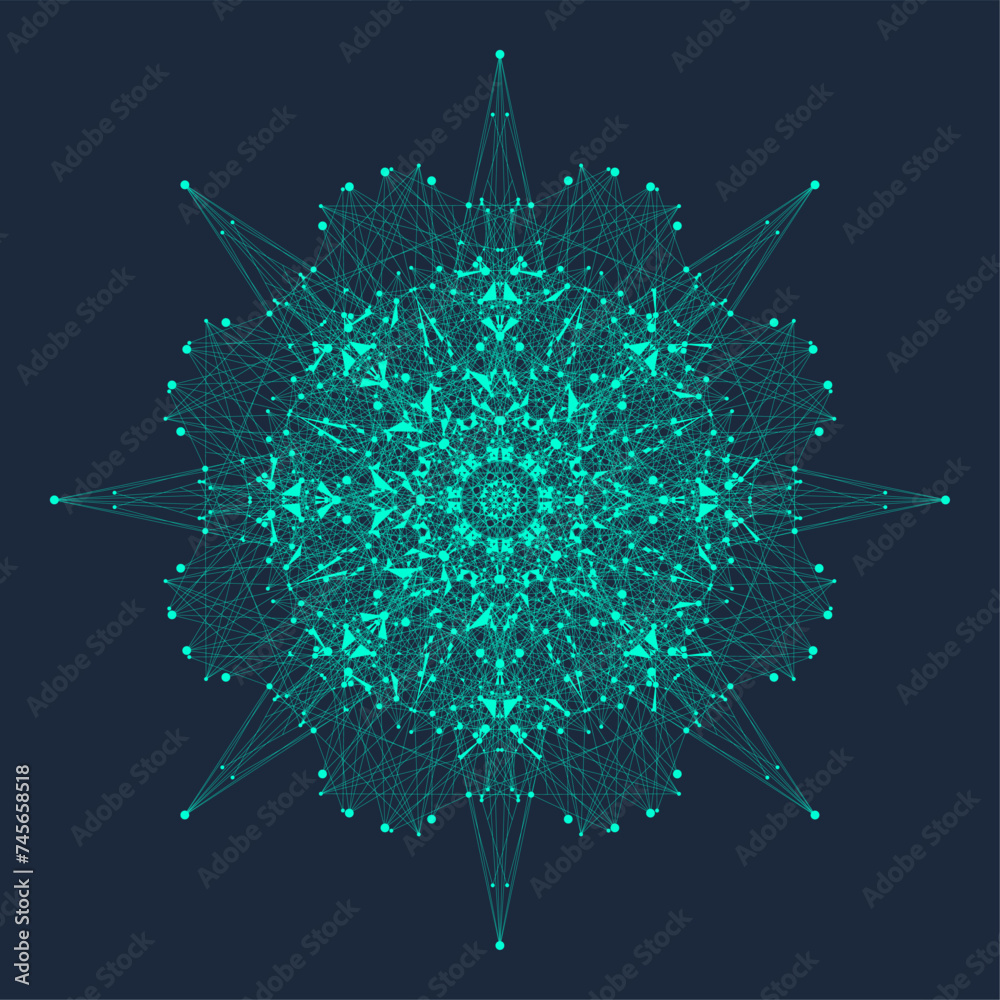 Fototapete Quantum computing technology concept. Big Data Visualization. AI Generative Banner Concept In The Digital Style. Generative Design Element For Internet Technology. Concept Artificial Intelligence