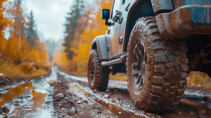 Traveling on dirt roads on an off-road vehicle.
