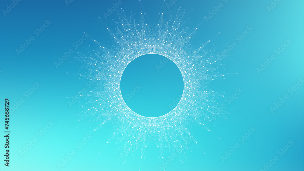 Aufkleber Quantum computing technology concept. Big Data Visualization. AI Generative Banner Concept In The Digital Style. Generative Design Element For Internet Technology. Concept Artificial Intelligence