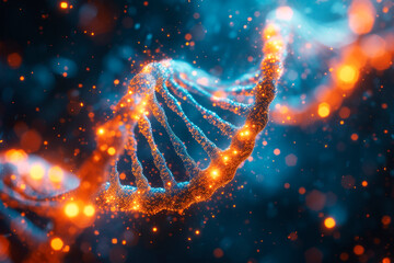 Biotechnology and science background with Human DNA structure - obrazy, fototapety, plakaty