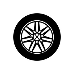Fototapeta premium Car wheel icon vector. Wheel illustration sign. Tire service symbol or logo.