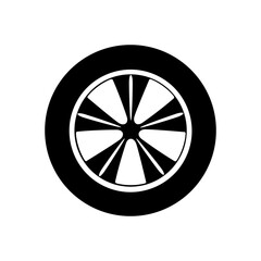 Fototapeta premium Car wheel icon vector. Wheel illustration sign. Tire service symbol or logo.