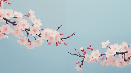 Tranquil Harmony: Cherry Blossoms in Oriental Minimalism